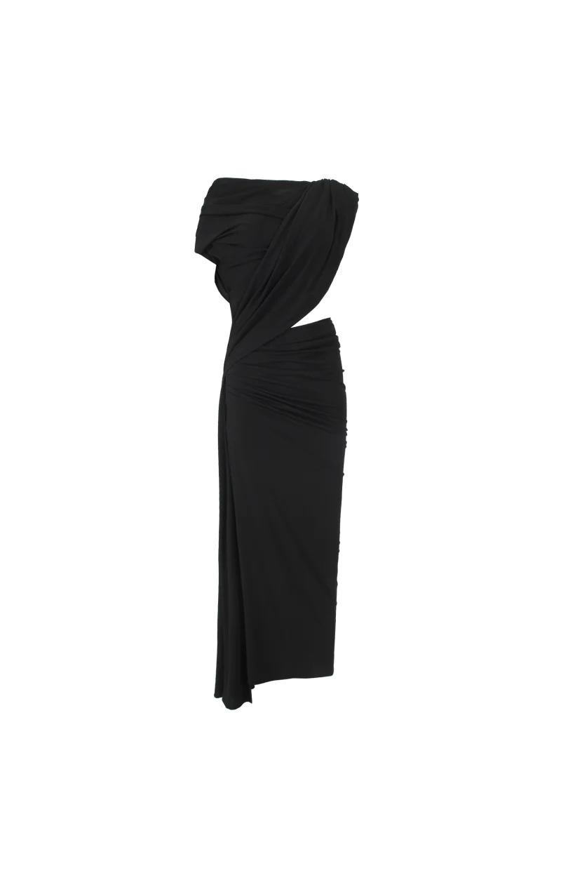 Draped Cutout Dress in Black