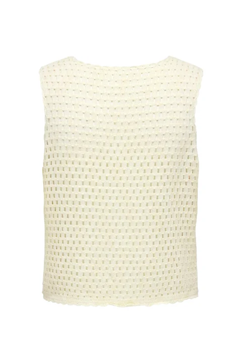 Top Onlbolette Crochet Tank 15375993 11-4201 TCX cloud dancer — снимка 2