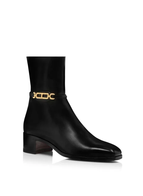 Кожени боти с метален детайл Tom Ford — снимка 3