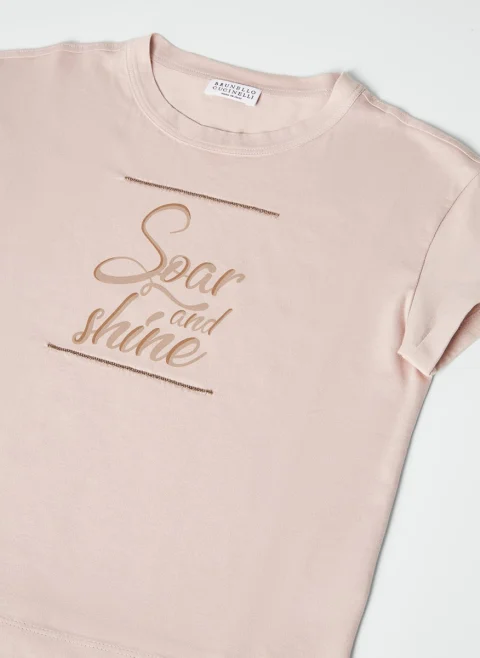 Тишърт с принт 'Soar and Shine' Brunello Cucinelli Kids — снимка 6
