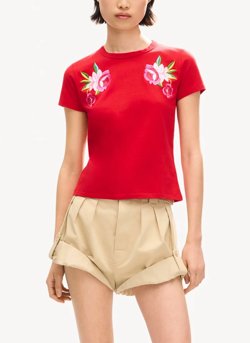 Тишърт с флорална бродерия 'Wildflower' Kenzo — снимка 8
