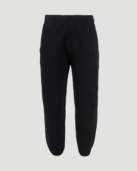 Check-Logo Patch Cotton Track Pants in Black