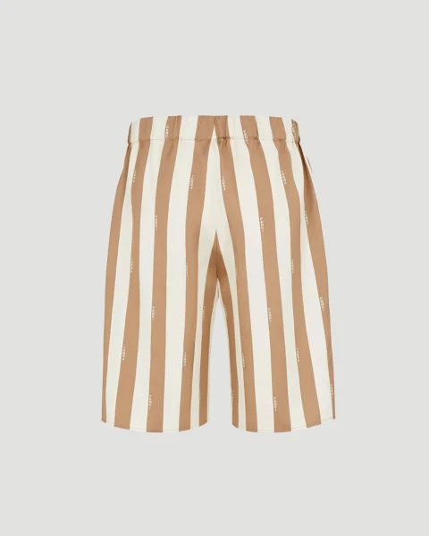 Short Trousers in Beige Pequin Silk — снимка 2