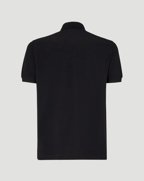 Piqué Polo Shirt in Black — снимка 3