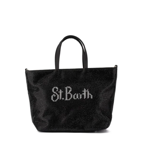 Дамска черна чанта Strass mini bag SAINT BARTH