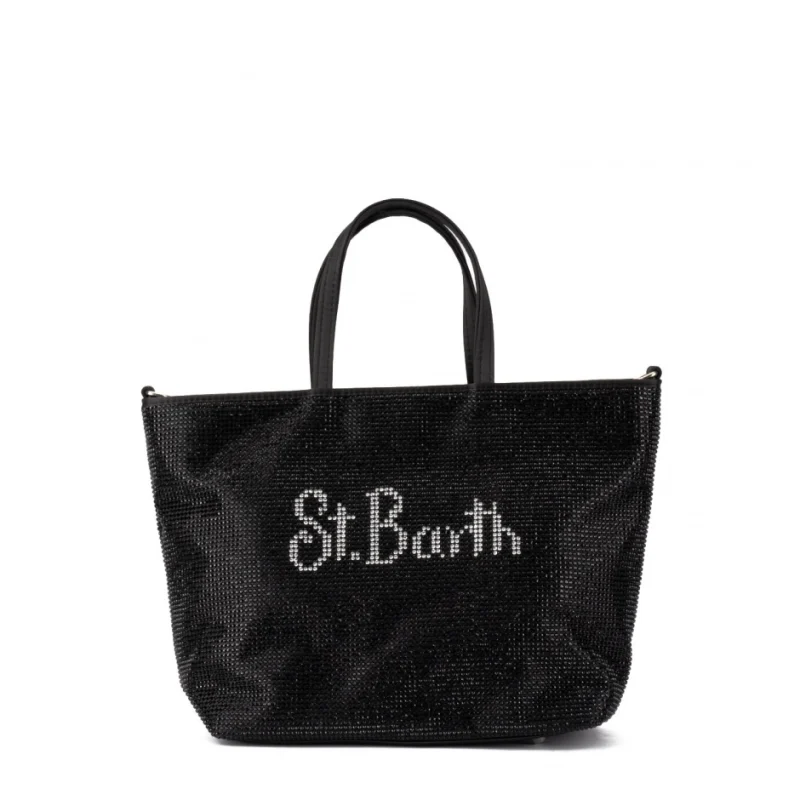 Дамска черна чанта Strass mini bag SAINT BARTH