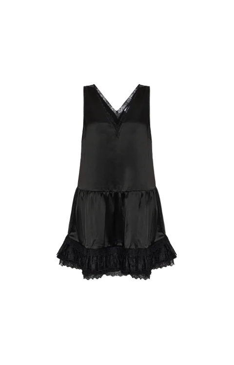 Lace Satin Dress in Black