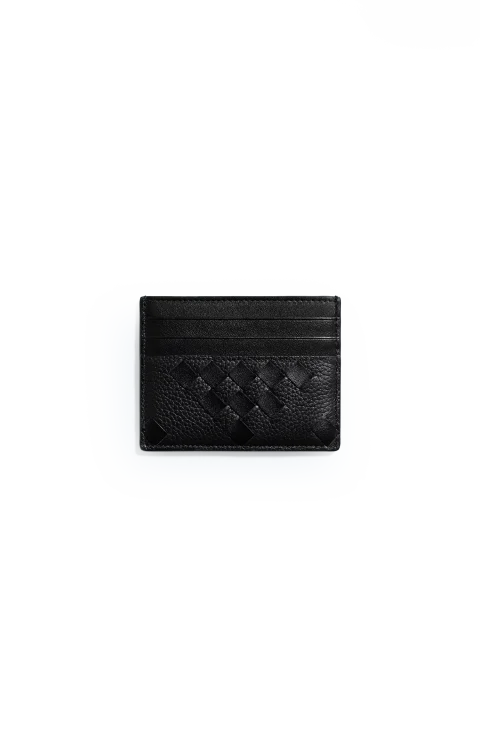 Intrecciato Credit Card Case in Black