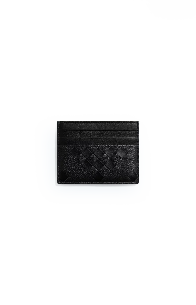 Intrecciato Credit Card Case in Black