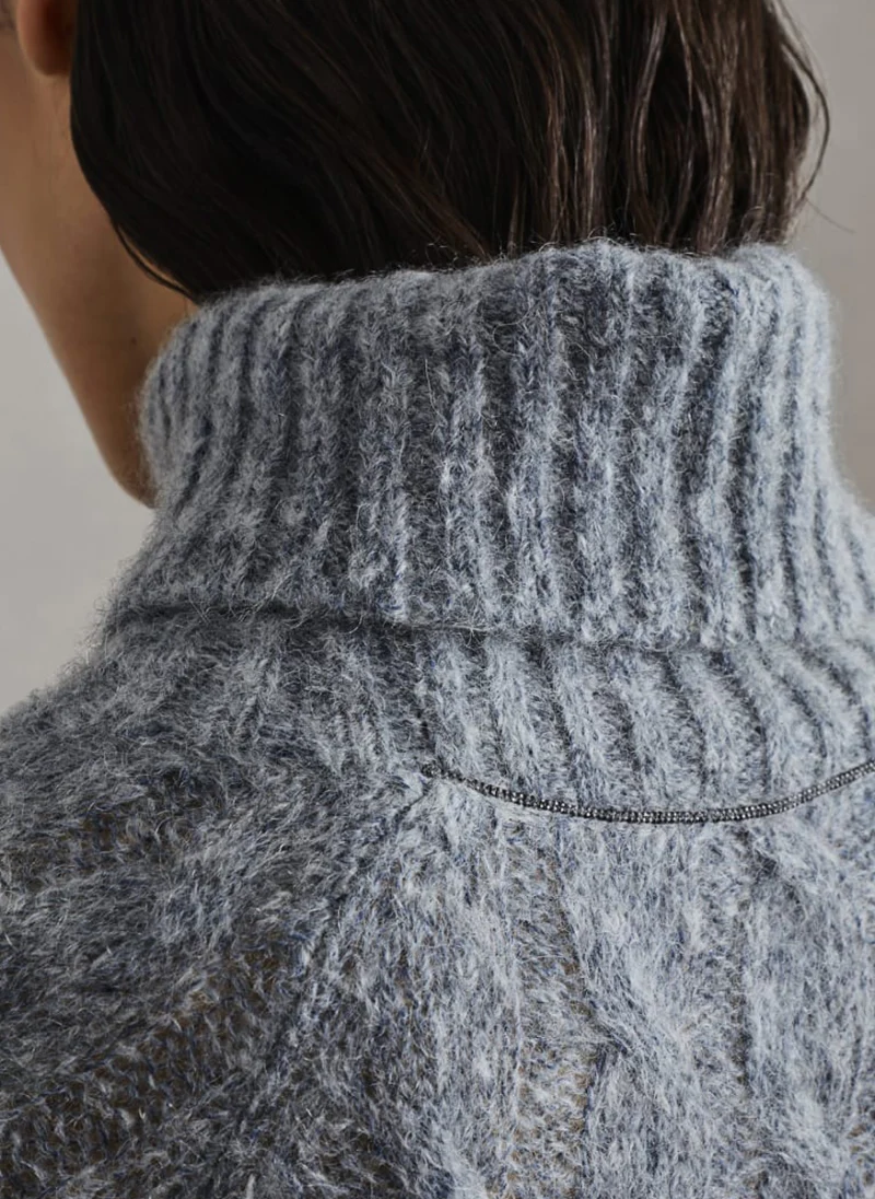 Пуловер с мохер 'Cable knit' Brunello Cucinelli — снимка 4