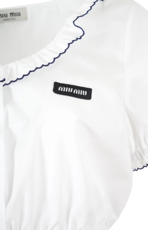 Embroidered Poplin Crop Top — снимка 2