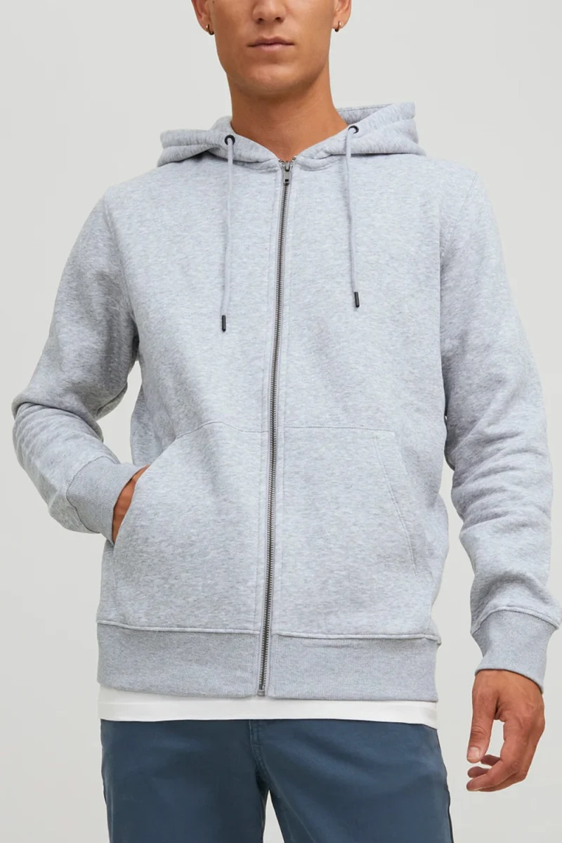 Жилетка Jjestar Basic Sweat Zip Hood 12210830 BS000086 light grey melange — снимка 2