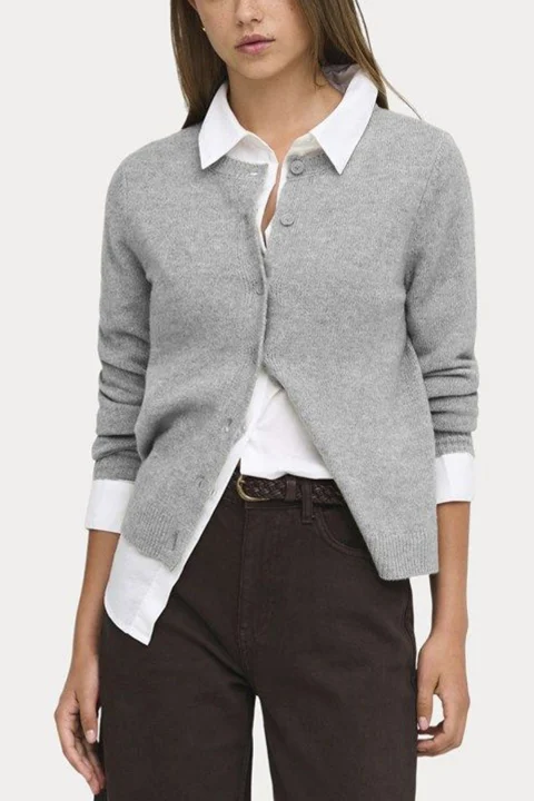 Жилетка Onlolivia O-Neck 15380550 BS000086 light grey melange — снимка 2