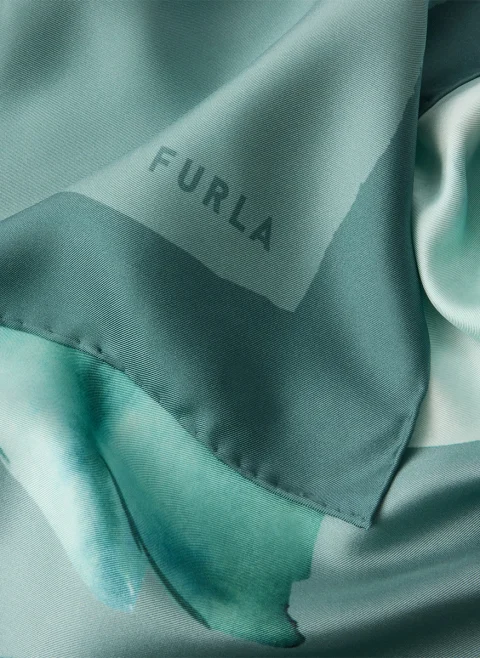 Копринен шал Furla Tortona Toni Edera Green — снимка 3