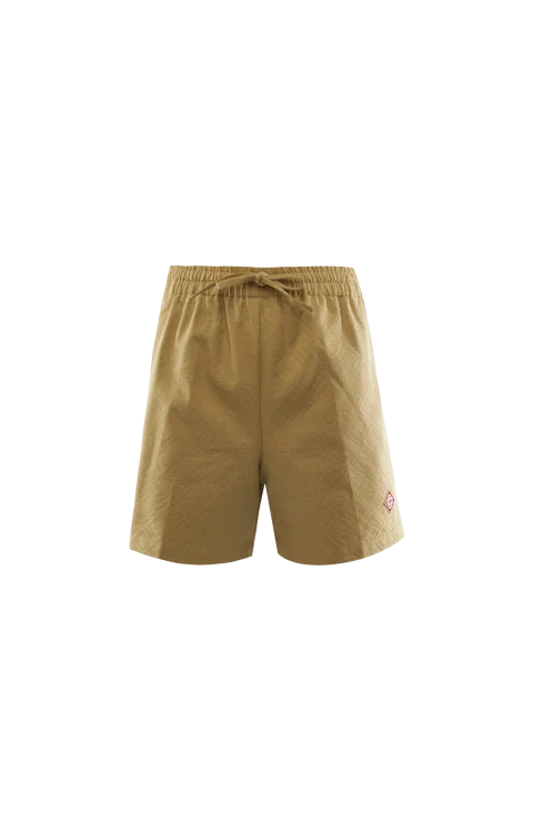 Cotton Monogram Jacquard Shorts in Beige