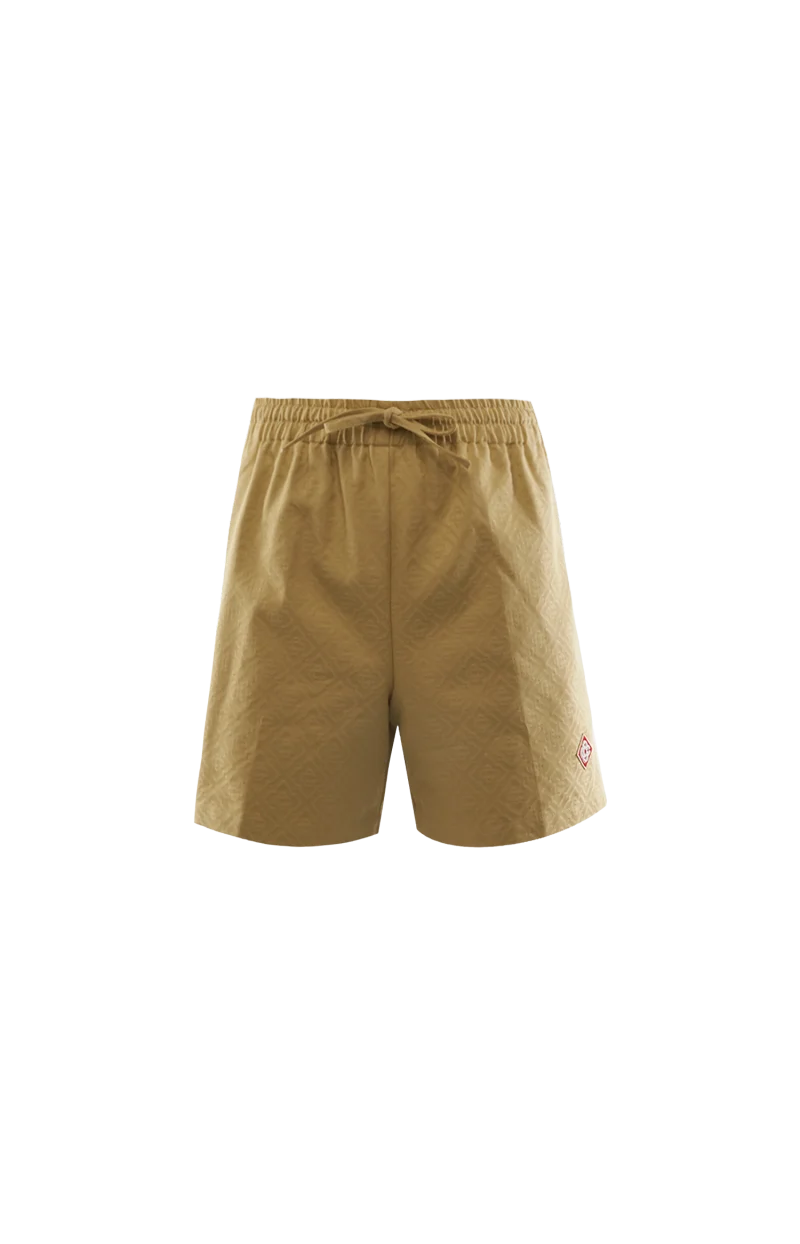 Cotton Monogram Jacquard Shorts in Beige
