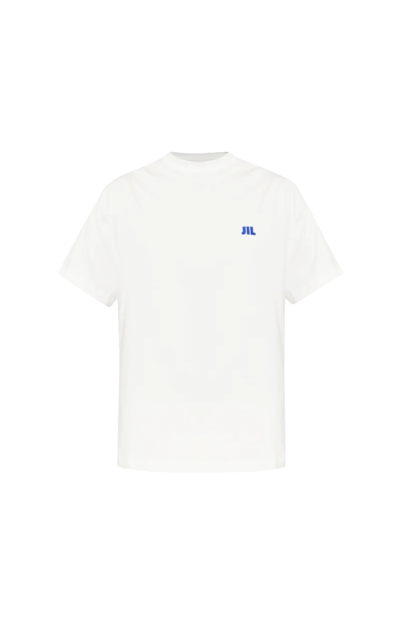White T-Shirt with Embroidered Logo