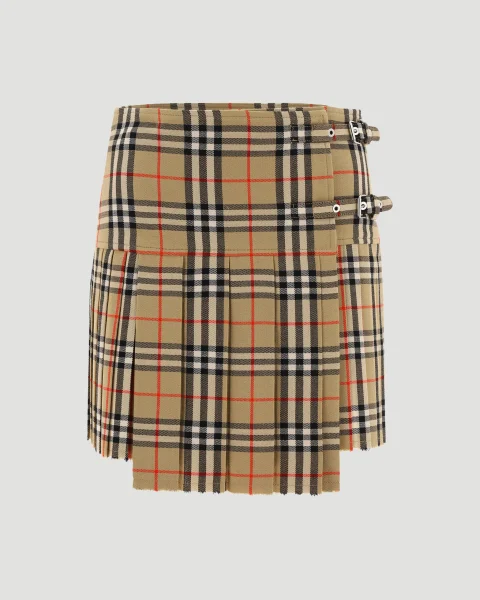 Beige Check Skirt