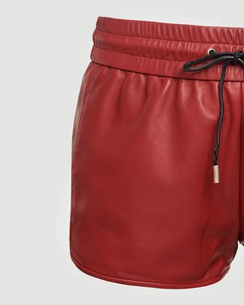 Leather Shorts in Bordeaux — снимка 3