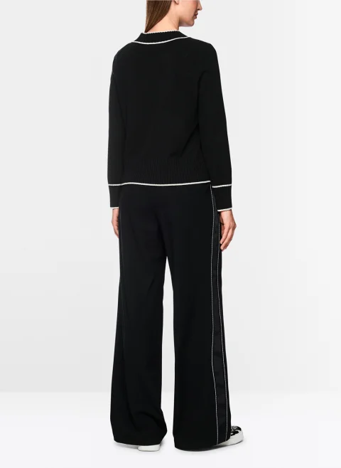Пуловер от фина вълна с контрастни детайли Marc Cain Sports — снимка 3