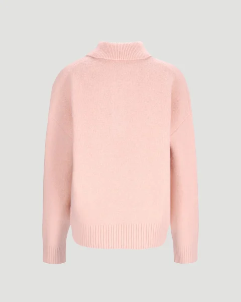 Alpaca Ami de Coeur Polo Sweater in Powder — снимка 4
