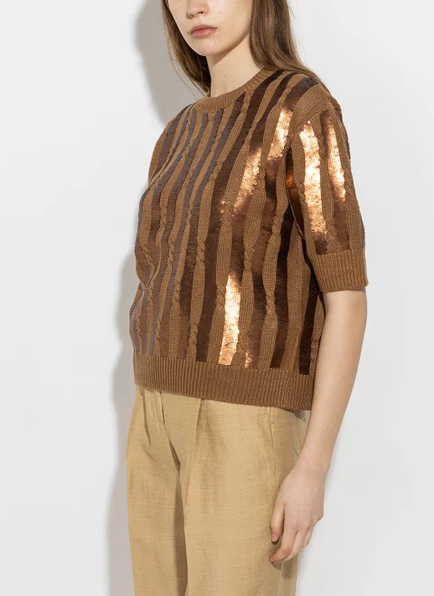 Пуловер с апликирани пайети Max Mara Empoli — снимка 3