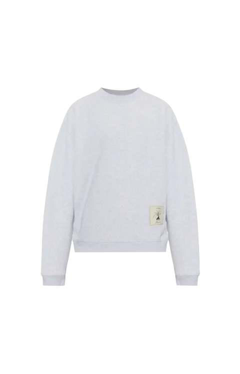 Logo-Patch Cotton Sweatshirt in Light Grey