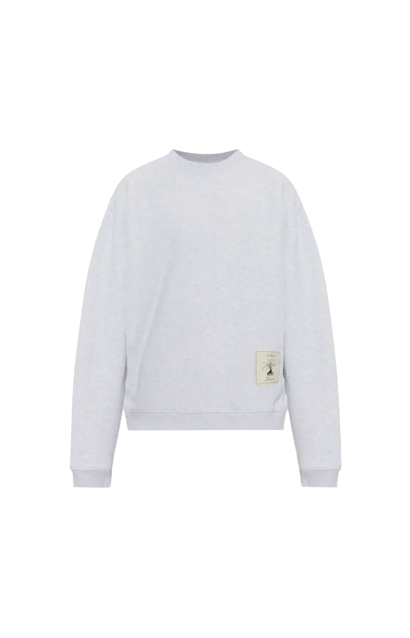 Logo-Patch Cotton Sweatshirt in Light Grey