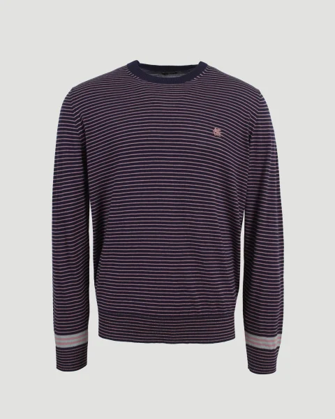 Striped Sweater with Logo