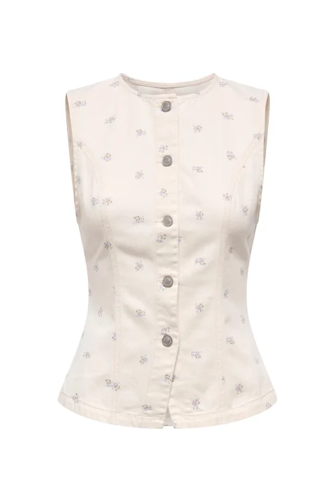 елек Onlnaomi Aop Waistcoat 15368197 11-0103 TCX egret
