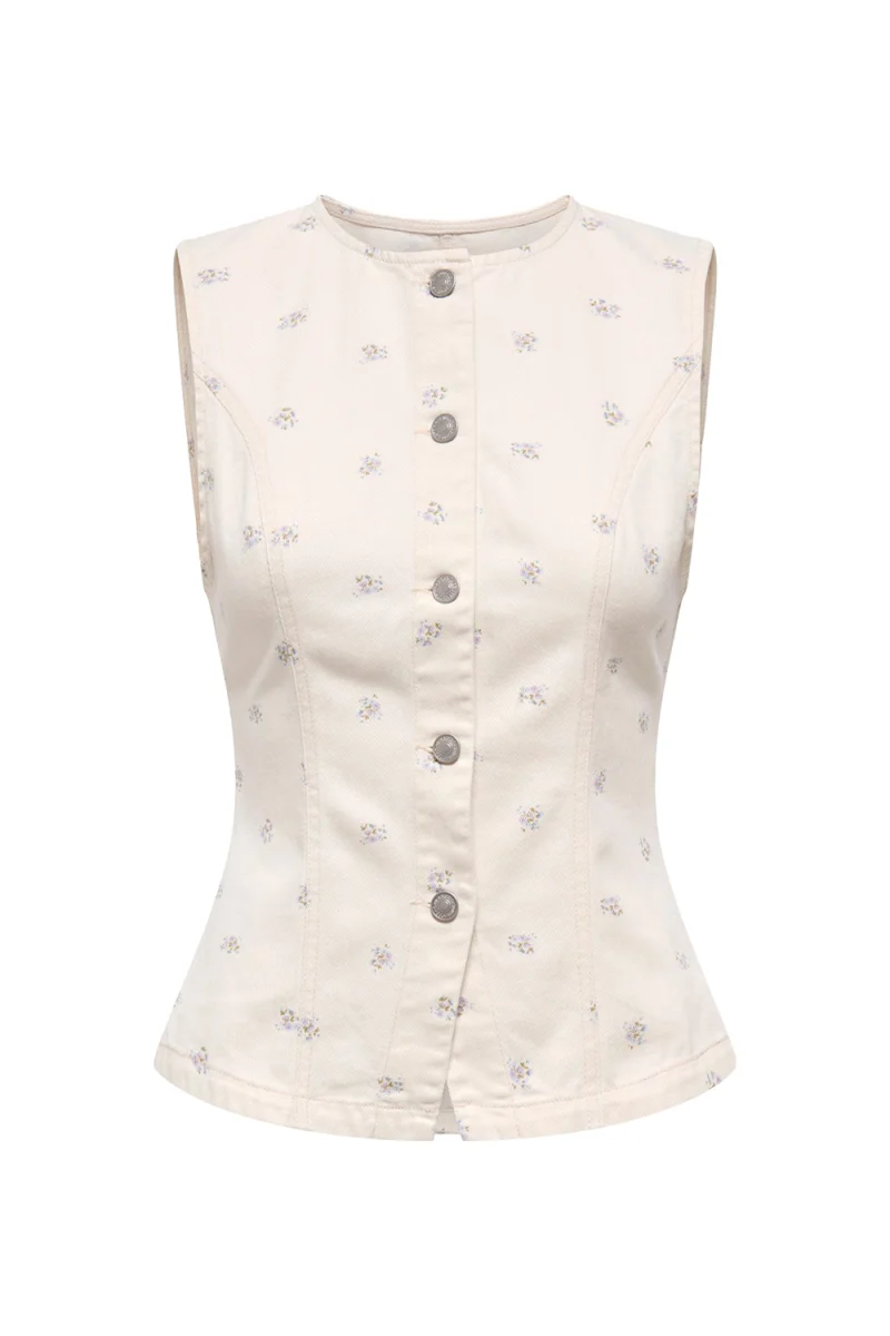 елек Onlnaomi Aop Waistcoat 15368197 11-0103 TCX egret