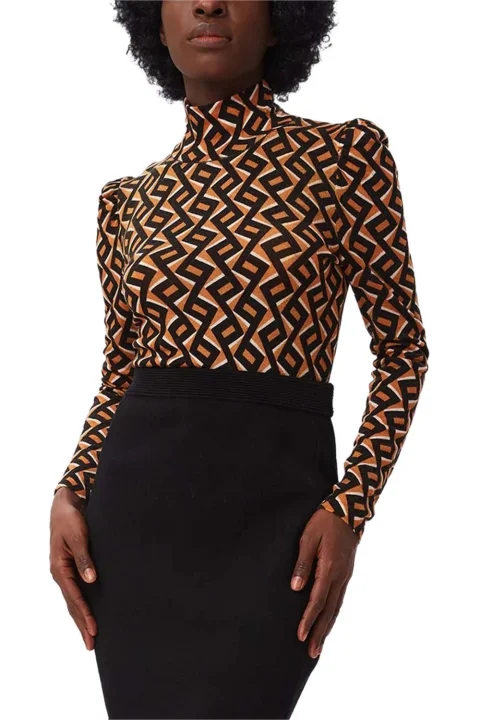 Blouse Dvf New Tanner Sweater DVFWL3Q015ZZDCL B2405 zig zag small camel
