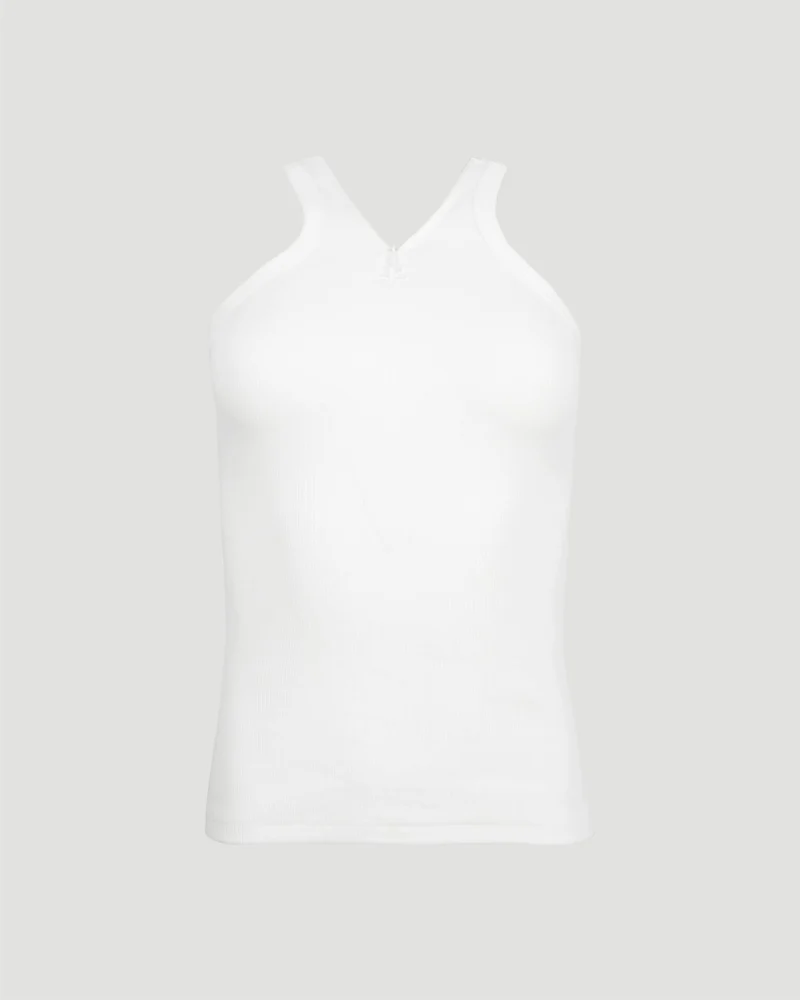 Criss Cross 90s Zip Tank Top in White