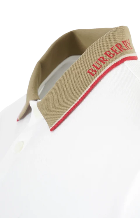 Cotton Polo Shirt in White — снимка 3