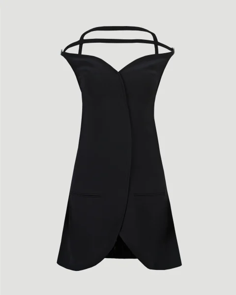 Ellipse Crepe Bustier Mini Dress