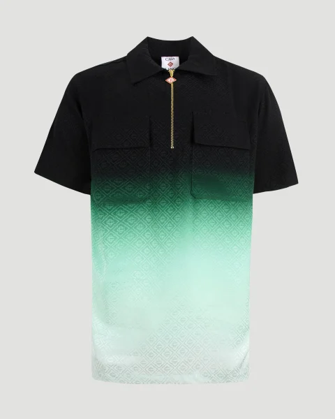 Gradient Monogram Jacquard Short-Sleeve Polo Shirt