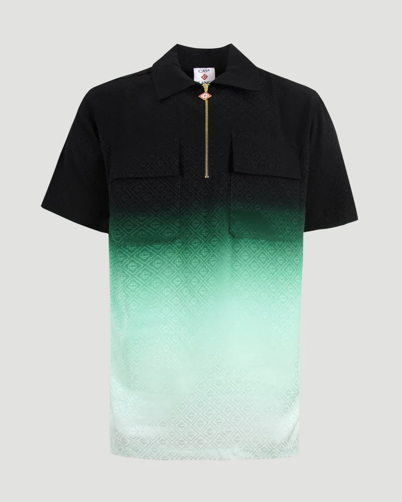 Gradient Monogram Jacquard Short-Sleeve Polo Shirt