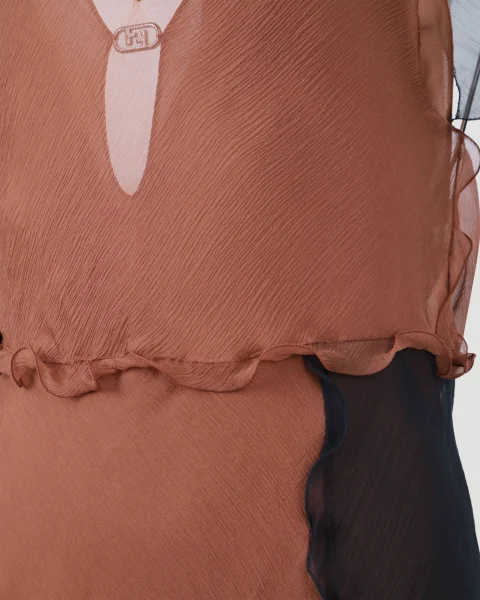 Chiffon Dress in Brown and Black — снимка 4