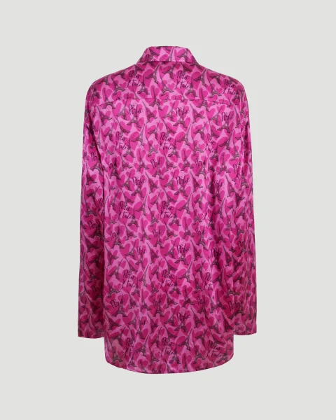 All-Over Eiffel Tower Logo Silk Shirt — снимка 2
