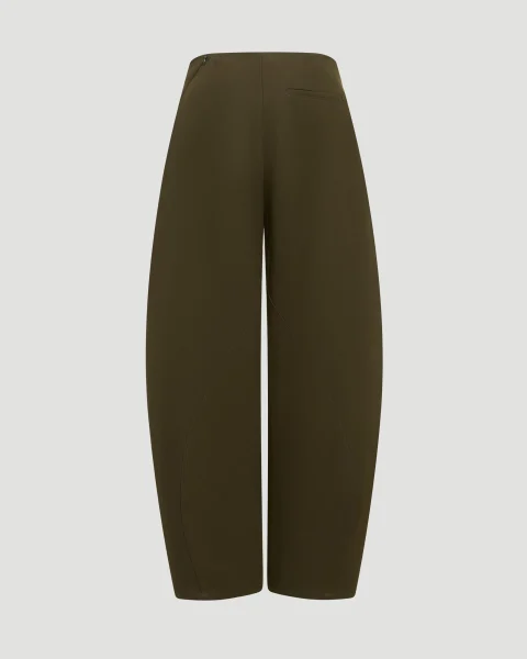 Double Cotton Round Pants in Dark Green