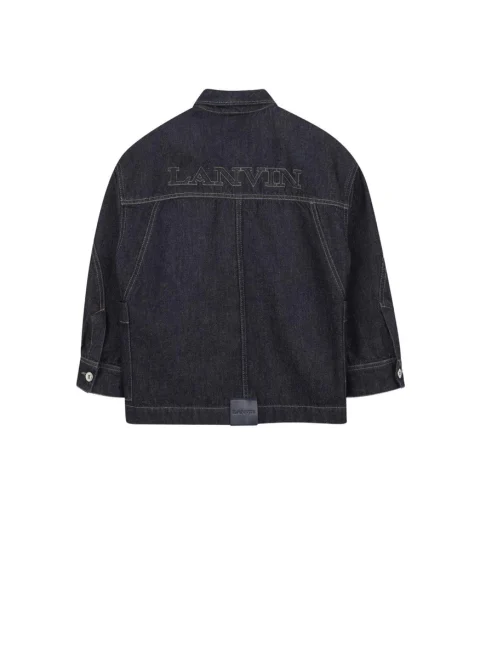 Яке от деним с бродерия Lanvin Kids — снимка 3