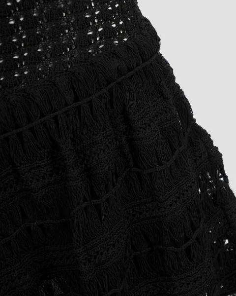 Charlotte Crocheted Mini Dress in Black — снимка 2