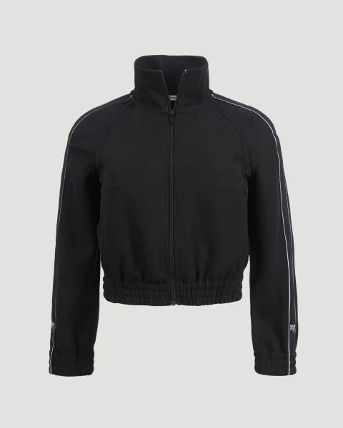 Cropped Track Jacket in Black