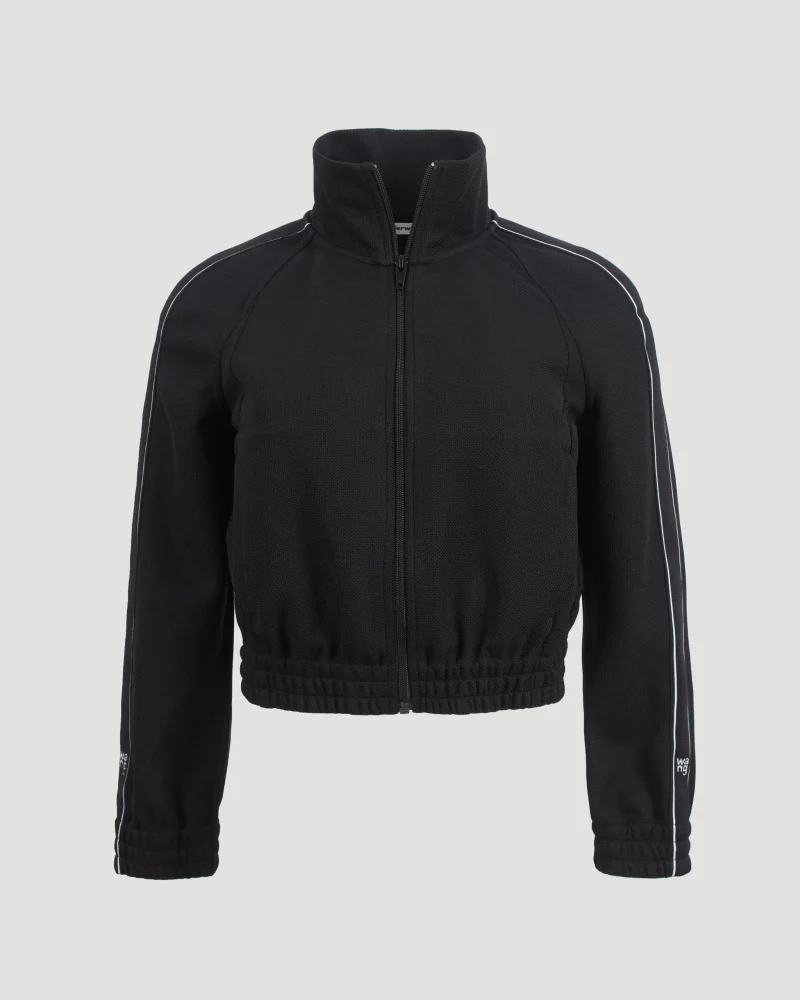 Cropped Track Jacket in Black