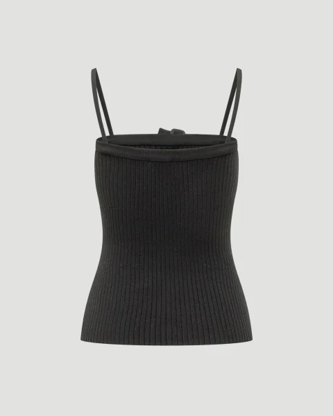Buckle Rib Knit Top in Black — снимка 2