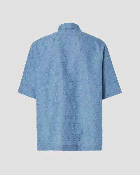Blue Linen FF Jacquard Shirt — снимка 2