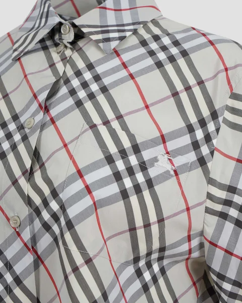 Cropped Check Cotton Shirt — снимка 3