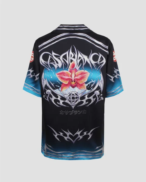 Blades Short Sleeve Silk Satin Shirt — снимка 2