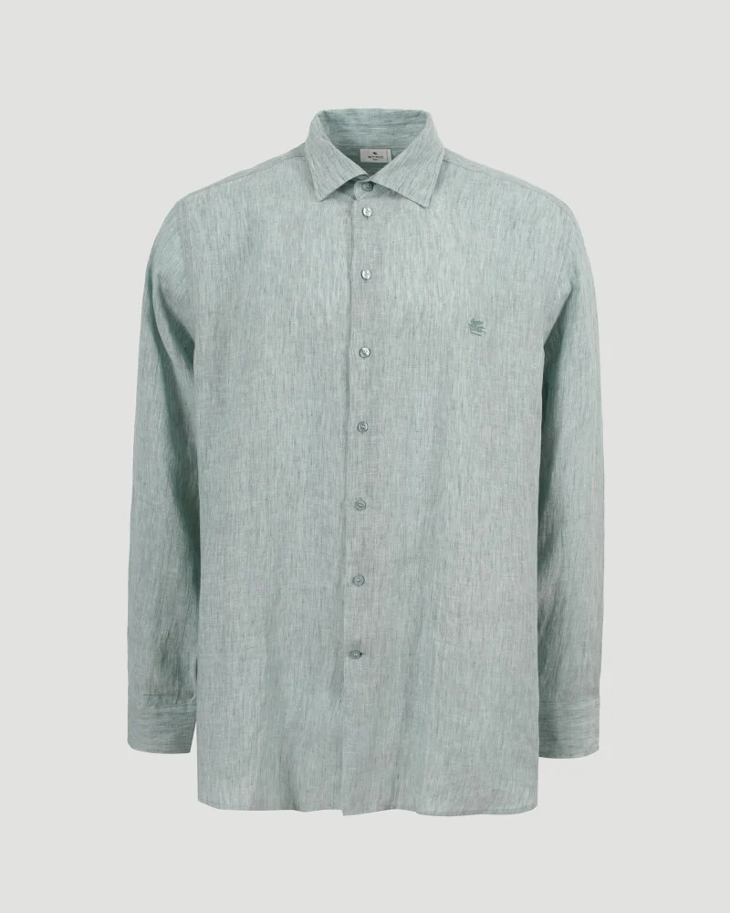 Pegaso Logo Linen Shirt in Green