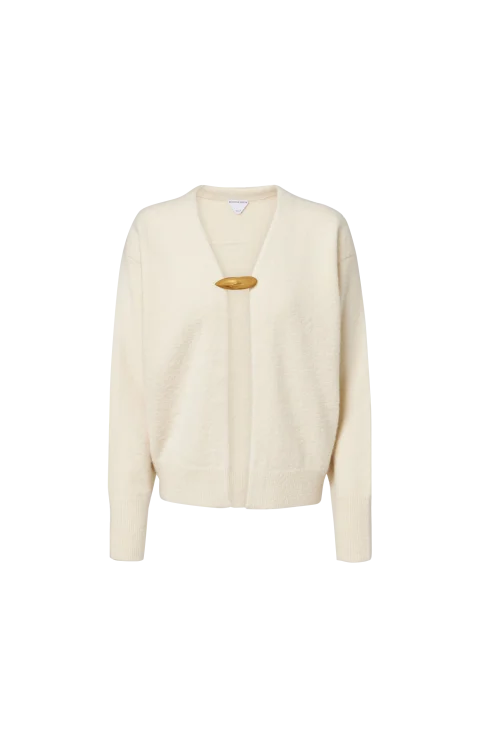 Cashmere, Wool And Silk Cardigan in Parchment